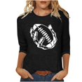 thumbnail image 3 of QATAINLAV T-Shirts Graphiques de Rugby pour Femmes Jour de Match 2025 Été Manches 3/4 Hauts Coupe Ample Décontractés Col Rond Blouses Tenues de Vacances Sacs à Main pour Femmes Liquidation Noir G, 3 of 5