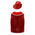 thumbnail image 2 of LiiYii Gilet à Sequins pour Enfants Garçons Filles Veste Nœud Papillon Hip Hop Performance de Rue Costume Disco et Ensemble Chapeau Rouge 6, 2 of 4