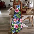 thumbnail image 2 of Robe d'Été pour Femmes Sans Manches à Col en V Imprimée Décontractée Longue Maxi pour Plage Vacances Tenue d'Extérieur, 2 of 8
