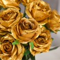 thumbnail image 4 of TETOU 5 Pcs Artificial Gold Flowers Silk Roses Real Touch Party Bridal Wedding Bouquet(Gold), 4 of 6