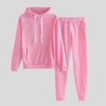 thumbnail image 2 of 2 Piece Sweatsuits for Womens Clearance Solid Color Pocket Drawstring Pullover Sweatpant Set Lounge Tracksuit Casual Plus Size Lightweight Loose Ladies Outfits Fall Winter 2023 Black L, 2 of 5