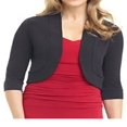 thumbnail image 1 of Cardigan pour Femmes Manches 3/4 Boléro Court Ouvert Couleur Unie pour Printemps Automne, 1 of 7