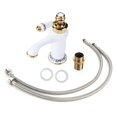 thumbnail image 1 of VIFER Floral Pattern Single Handle Mixer Tap Cold/Hot Water Faucet for Bathroom Basin Sink Single Handle Mixer Kitchen Sink Water Tap (White), 1 of 8