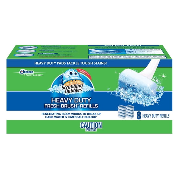 Scrubbing Bubbles Fresh Brush Toilet Cleaning System, Flushable Refills, 8 Heavy Duty Brush Pads