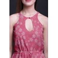 thumbnail image 4 of Bimba Floral Ladies Crew Neck Waist String Print Maxi Dress with Side Slits Summer Wear-Medium, 4 of 6