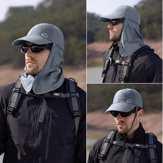 TIMIFIS Chapeau Pare-Soleil 3 Façons de Porter Chapeau Écran Solaire Chapeau de Randonnée et de Pêche pour Hommes et Femmes - Chapeau de Pêcheur Séchant Chapeau de Baseball Extérieur avec Châle Essentiels d'Été