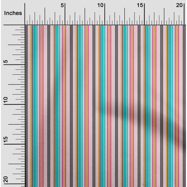 oneOone Tissu en Viscose Chiffon Multicolore Rayé Imprimé au Mètre 42 Pouces de Large