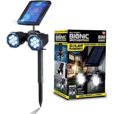 Bell + Howell Bionic Spotlight Duo Solar Spot 25 Feet Motion Sensor, Sun Panels, Waterproof Frost Resistant Patio, Yard and Outdoor Lighting - 2 Pack