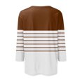 thumbnail image 5 of Débardeurs Tuniques pour Femmes Manches 3/4 Hauts pour Femmes Col Ras du Cou Décontractés Tendance Chandails à Enfiler Blouses Mode d'Automne T-Shirts Rayés Tuniques Basiques S-9 Brun TTG, 5 of 5