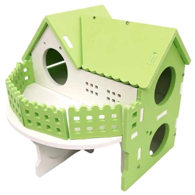 fastboy Ample Space Exquisite Craft Hamster Villa House For Small Pets Durability Villa House Small Pet Green