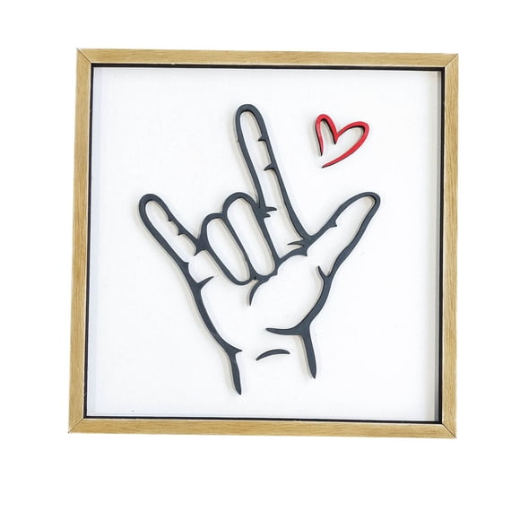 Sign Language Sign For I You I You Sign For Her For Him Valentine's Day Wooden Crafts Wall Decorations Gestures Home Decorations Strength Ornament Special Christmas Ornament Sparkly Ornament Sparkly