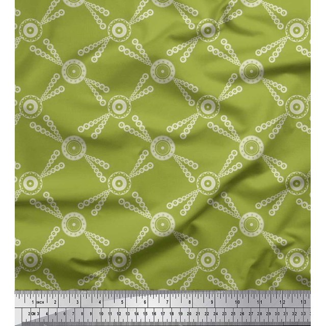 Soimoi polyester Crepe Fabric Dots & Circle Geometric Print Fabric by Yard 52 Inch Wide