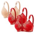 thumbnail image 1 of fheaev 3Pc Front Close Bras for Women Plus Size Wirefree Support Posture No Underwire Full Coverage Bra Adjustable Shoulder Strap Comfort Push Up Lace Breathable Front Buckle Open Everyday Bras, 1 of 2