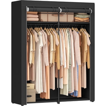 Songmics Home Closet Organizer – 55.1L’’ x 16.9W’’ x 68.5H’’ Wardrobe with Fabric Zippered Cover, 2 adjustable shelves for Bedroom Storage, Ink Black