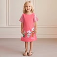 thumbnail image 2 of REDARER Robe en Coton à Rayures pour Filles – Appliqués de Dessins Animés, Manches Courtes, Été, Décontractée, pour Taille 3-4 Ans, 2 of 7