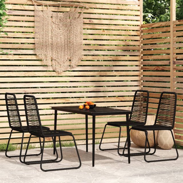 vidaXL Ensemble de Salle à Manger de Jardin 5 Pcs Noir