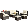 thumbnail image 2 of Costway Ensemble de Mobilier de Terrasse en Rotin 8 Pcs Rangement Peu Encombrant Coussin Housse Blanc Cassé, 2 of 9