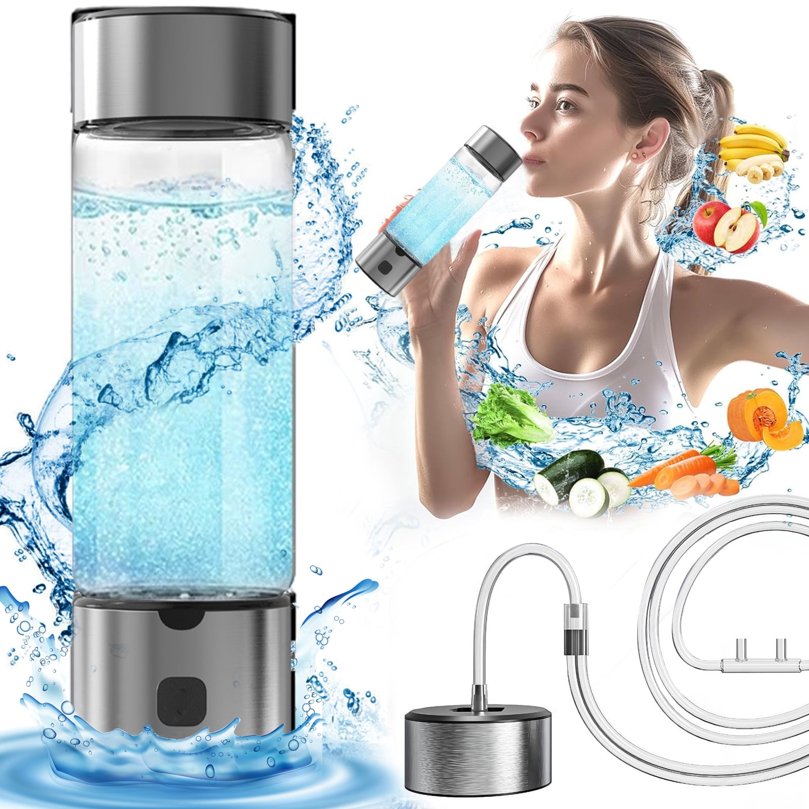Hydrogen Water Bottle Generator 1400PPB 460ml Portable Hydro Water Cup SPE PEM Tech Universal Water Water Bottle Machine Gift for Husband Wife Family Friends Travel