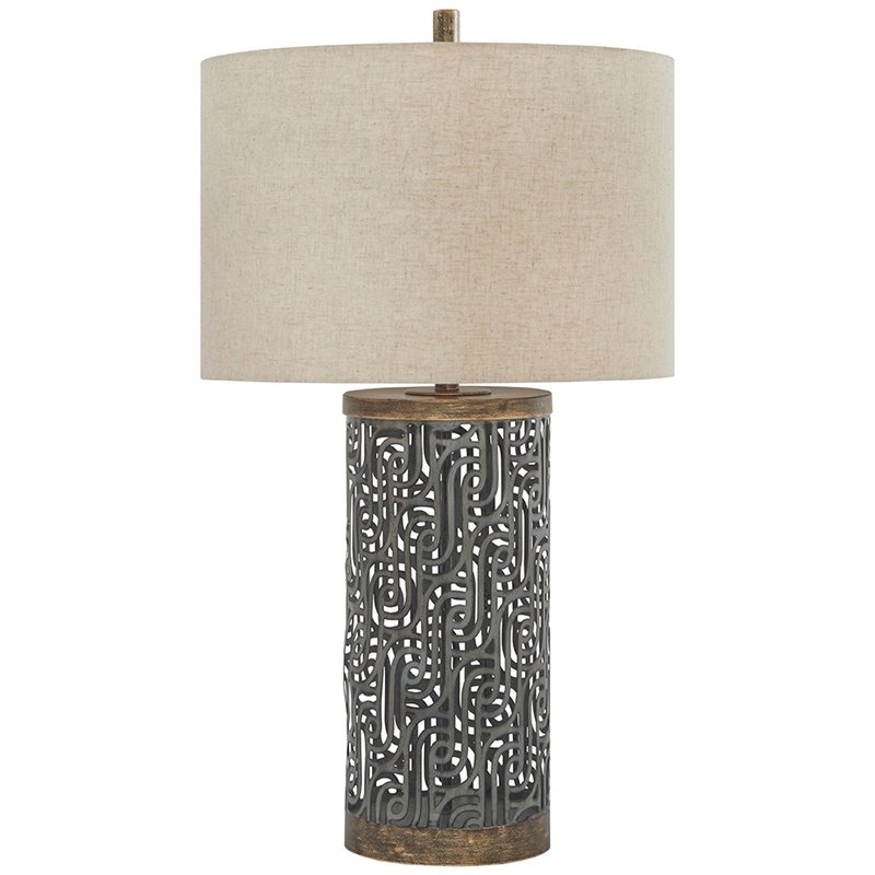 Ashley Furniture Dayo Metal Table Lamp in Gray and Gold