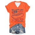 thumbnail image 1 of TSADFHJI T-Shirt Surdimensionné Femme T-Shirt Femme Col Rond à Lettres Imprimées Manches Courtes Col Rond T-Shirt Haut TG Orange, 1 of 3