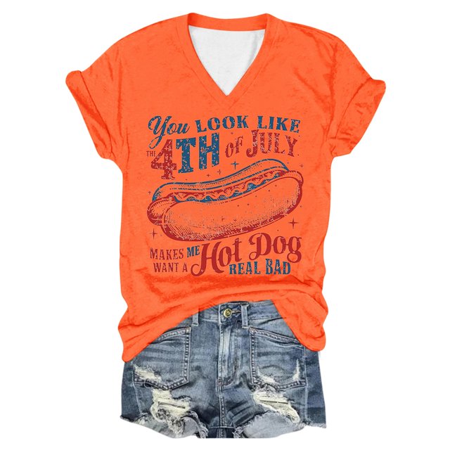 TSADFHJI T-Shirt Surdimensionné Femme T-Shirt Femme Col Rond à Lettres Imprimées Manches Courtes Col Rond T-Shirt Haut TG Orange
