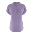 thumbnail image 5 of RKSTN Womens Summer Tops Fashion Cotton and Linen Buttons Going out Tops Basic Solid Color Shirts V-Neck Short Sleeve Loose Fit Pullover Tops, 5 of 5