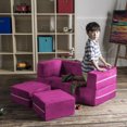 thumbnail image 4 of Jaxx Zipline Modular Kids Loveseat & Ottomans, Fuchsia, 4 of 8