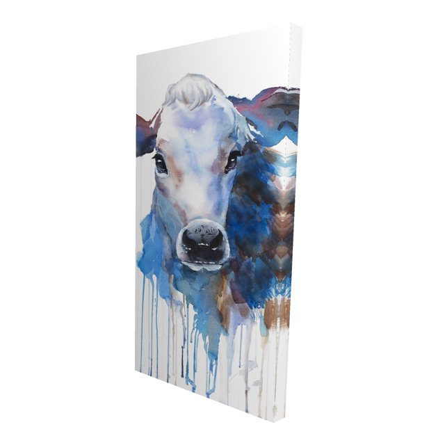 Watercolor jersey cow - 24"x48" canvas - Print on demand