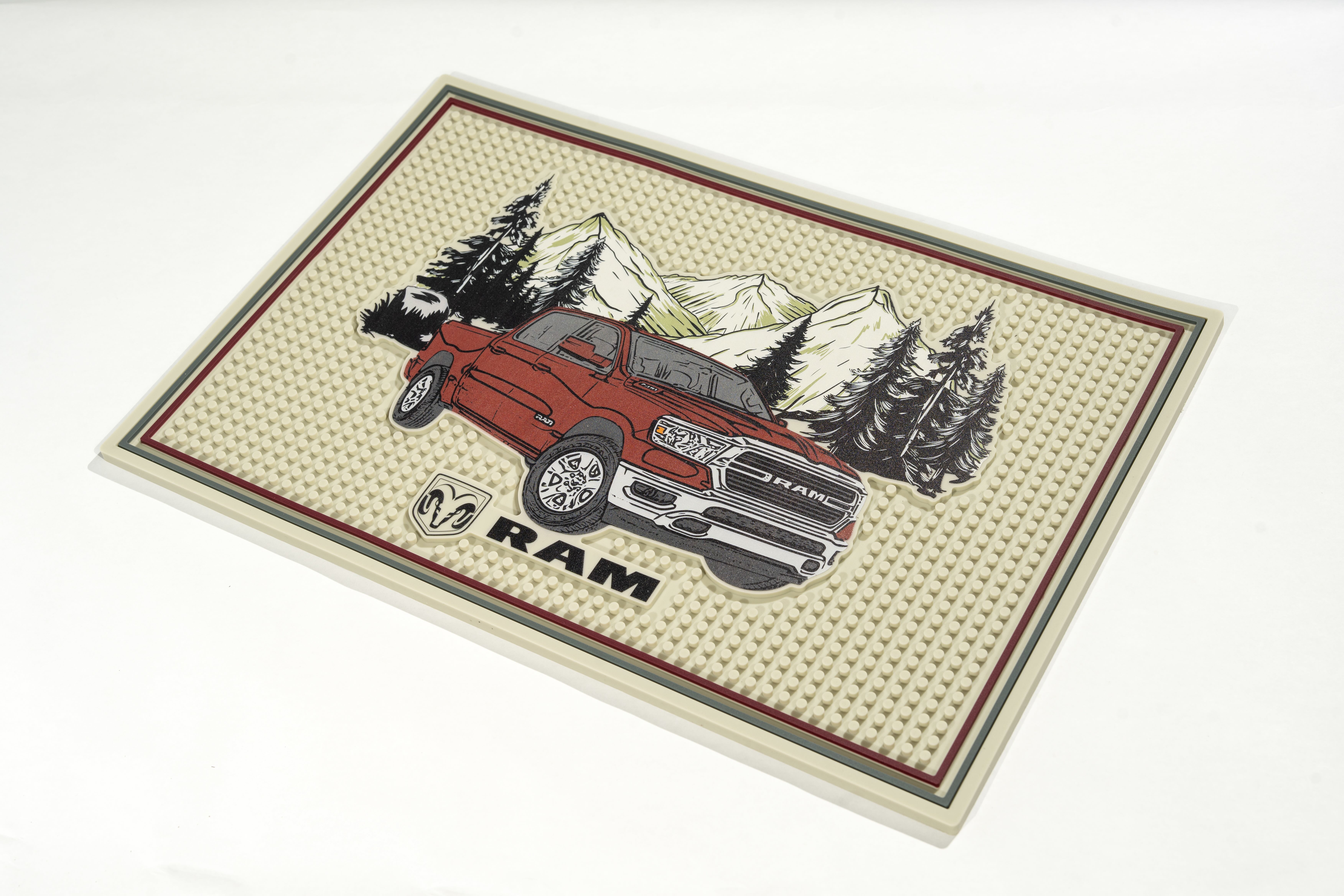 Ram Truck Bar Mats for Countertop - 18x12 Inches, Bar Accessory with Scenic Mountain for Home Bars