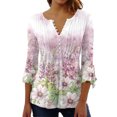 thumbnail image 1 of maskred Hauts à Manches 3/4 T-Shirt Évasé Tunique d'Été Lavable Attrayant Exquis Multicolore Mode Chic Plage Rose TG, 1 of 5