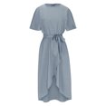 thumbnail image 4 of Robe d'Été pour Femmes 2024 Mode Grande Taille Décontractée Ample à Col Rond Unie à Manches Courtes Robe Rabais de 50 % Liquidation!, 4 of 6