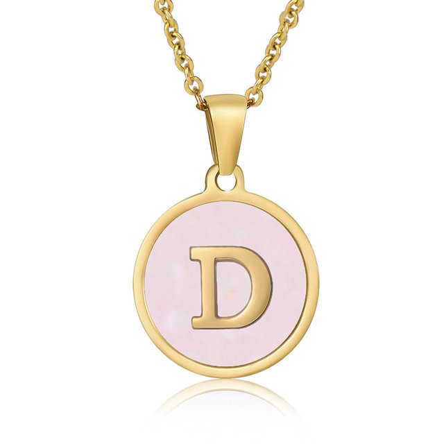 Colliers, Collier Lettre Coquille Mignonne pour Filles, Pendentifs Pièce pour Filles en Acier Inoxydable Colliers Initiale pour Femmes Bijoux Rond