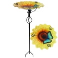 thumbnail image 1 of Angelo Décor Sunflower Glass Birdbath with Stake, 1 of 2