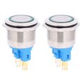 thumbnail image 2 of 6 Pin Button Switch, 2Pcs Push Button Switch Metal Momentary Stainless Push Button Switch DC12-24V IP65 22mm, Electronic Component Pushbutton Switches, 2 of 7