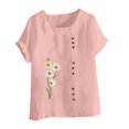 thumbnail image 4 of CHUANK Chemises pour Femmes Dames Liquidation T-Shirts d'Été Décontractés pour Femmes Col Rond Manches Courtes Imprimé Floral Chemise Ample Hauts, 4 of 5
