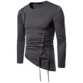 thumbnail image 2 of T-Shirts pour Hommes Aqestyerly T-Shirt pour Hommes Couleur Unie Ajusté Ourlet Irrégulier Col Rond Manches Longues Multi-Code, 2 of 6
