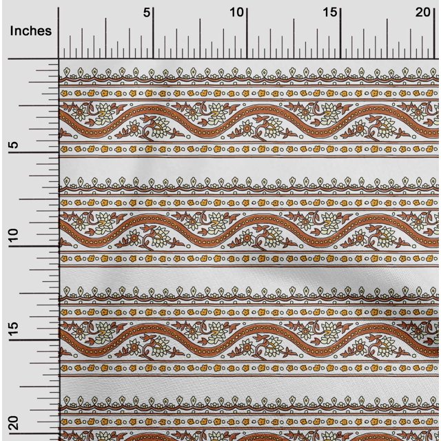 oneOone Cotton Flex Fabric Leaves & Floral Block Printed Craft Fabric BTY 40 Inch Wide