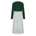 thumbnail image 5 of cfhntfmh Robes Maxi pour Femmes Automne Col Rond Manches Longues Robe Rayée Robe Tendance à Blocs de Couleur Robe de Détente avec Poches, 5 of 5