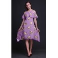 thumbnail image 2 of Bimba Butterfly Printed Womens Ruffle Front Cold Shoulder Swing Shift Dress-X-Small, 2 of 6