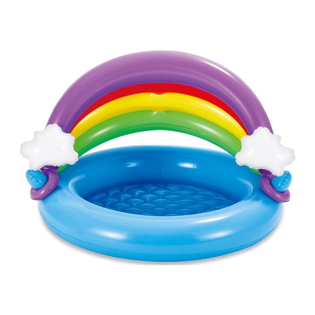 Summer Waves Inflatable Rainbow Baby Shade Kiddie Pool with Soft Cushioned Base