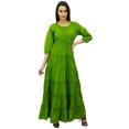 thumbnail image 1 of Bimba Robe Maxi d'Été en Coton à Manches 3/4 pour Femme, Taille à Cordon, 1 of 8