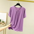 thumbnail image 1 of Weiqiqre T-Shirt à Col Rond pour Femme à Manches Courtes Ajusté T-Shirt Mince Uni Haut de Pyjama Pyjama à Manches Courtes, 1 of 7