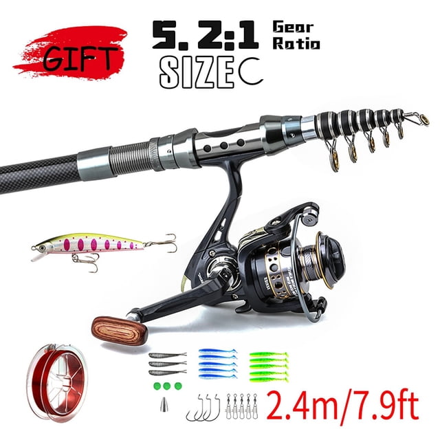 1.8m 3.0m Telescopic Fishing Rod Reel Combination Fishing Rod Reel Combo Trout Rod and Left and Right Hand Interchangeable Fishing Reel Set Sea Fishing Rod Sea Fishing