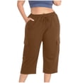 thumbnail image 3 of Wlynlyn Plus Size Capri Pants for Women Drawstring High Waisted Sweatpants Straight Leg Summer Cropped Trousers Size L, 3 of 7