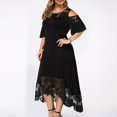 thumbnail image 4 of Robes Grande Taille pour Femmes Robe Aguichant à Volants Sans Bretelles en Dentelle Manches Courtes en Solde, 4 of 7