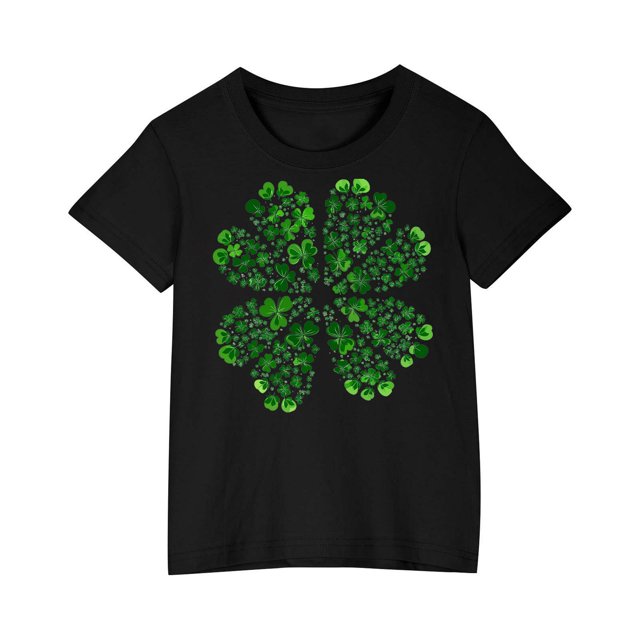 FAIWAD Hauts pour Enfants Garçons Filles Manches Courtes T-Shirt Graphique de la Saint-Patrick Trèfle Mignon Décontracté Col Rond