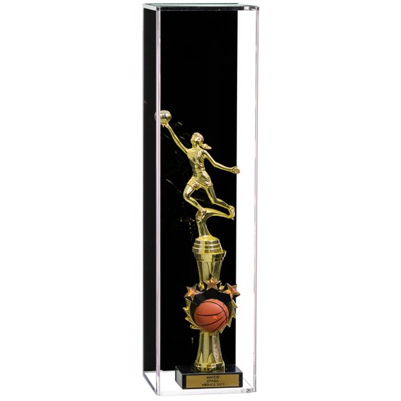 Better Display Cases Versatile Acrylic Display Case with Black Back and Wall Mount (Vertical or Horizontal) - 4.875" x 4.875" x 18.5" (A021-BB-WM)