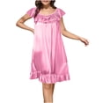 thumbnail image 3 of Yuyuzo Robes de Pyjama pour Femmes Satin Sans Manches Vêtements de Nuit Chemises de Nuit Encolure Dégagée Mignonne à Volants Robe de Pyjama Vintage, 3 of 4