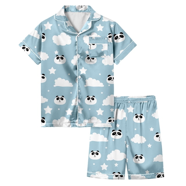 Ensemble de Pyjama en Satin pour Petites Filles, Ensemble de Pyjama pour Enfants à Boutons, Tenue d'Intérieur Classique, Pyjamas de Noël pour Enfants 8-10 Ans