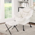 thumbnail image 4 of Costway Fauteuil de Repos Fauteuil d'Appoint de Détente avec Repose-Pieds Pliant et Pochette de Rangement Beige, 4 of 10